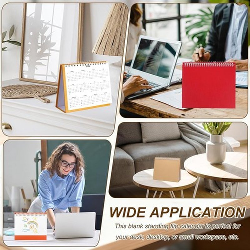 PATIKIL Desk Calendar Base - 4 Pack Flip Calendar Stand | 8.3 x 6.7 Inches - Pearl Paper for DIY Decor