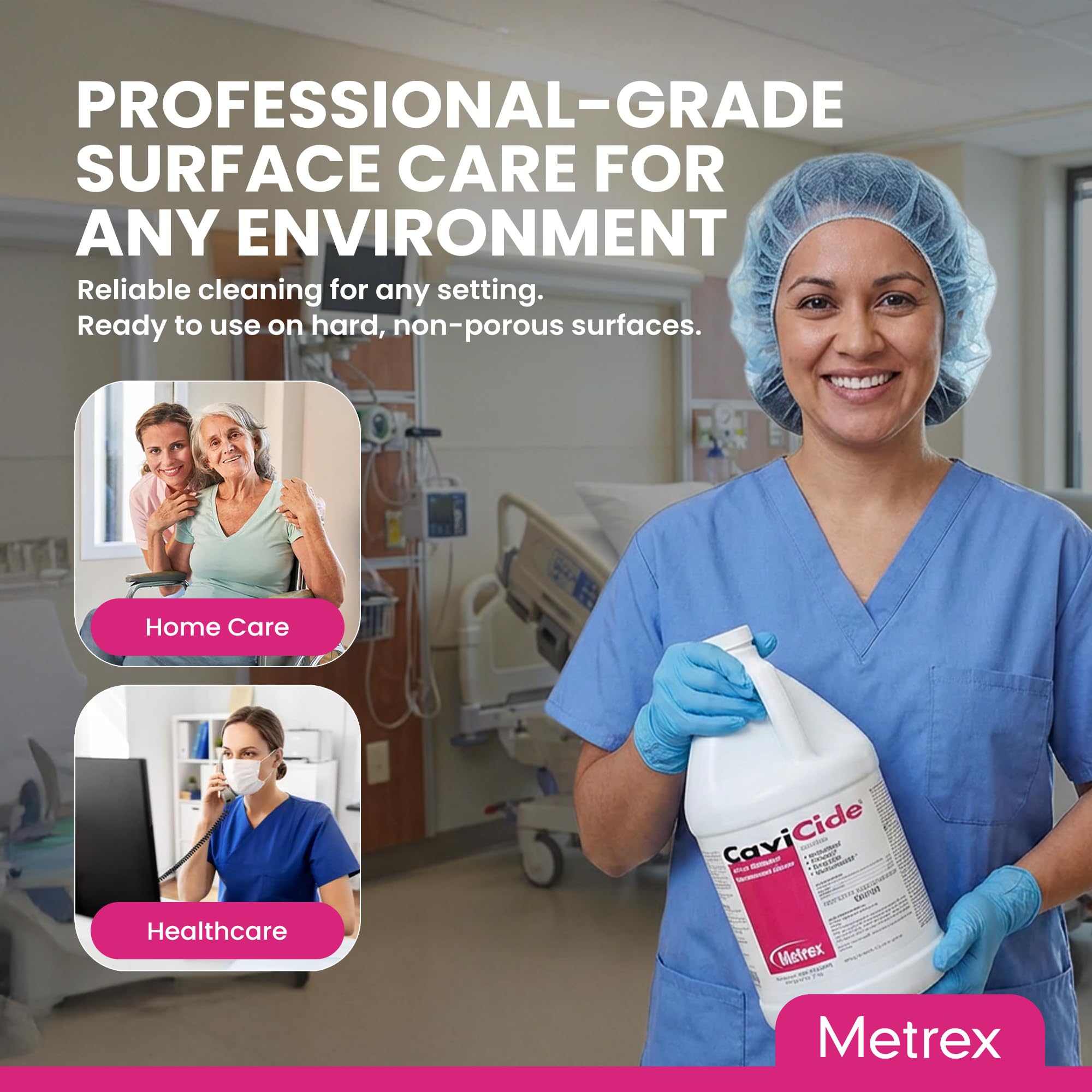 Metrex CaviCide Germicidal Surface Disinfectant Cleaner – EPA-Registered Quaternary Ammonium – Kills Flu Virus, Bacteria & Fungi – Hospital-Grade for Medical, Dental & Lab – 1 Gallon, Pack of 4 (Case)