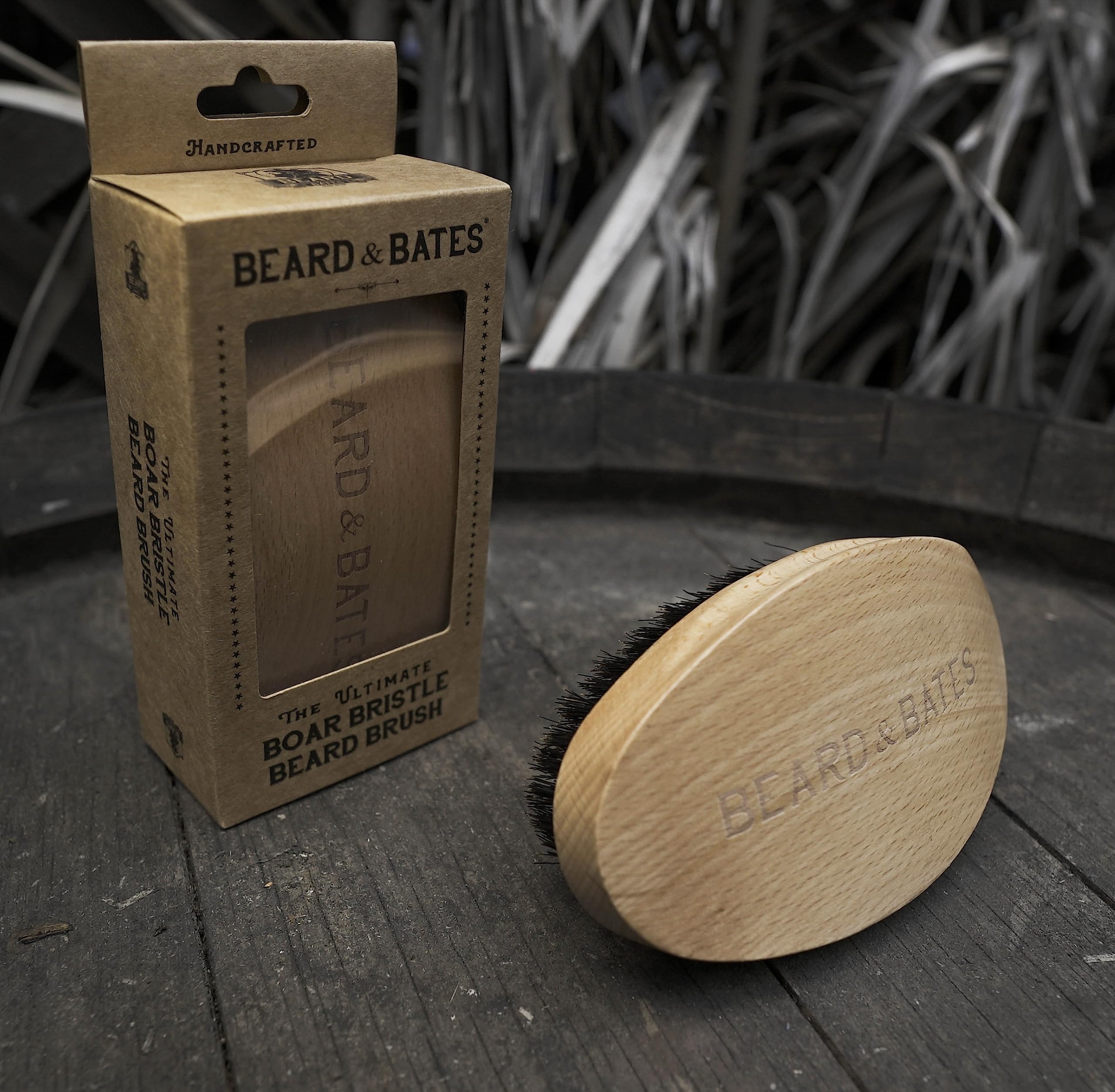 The Ultimate Boar Bristle Beard Brush | Handcrafted, Barber Grade, X-Large Full Size, Firm Bristles, Contoured Beech Wood Handle, Curved Wave Brush