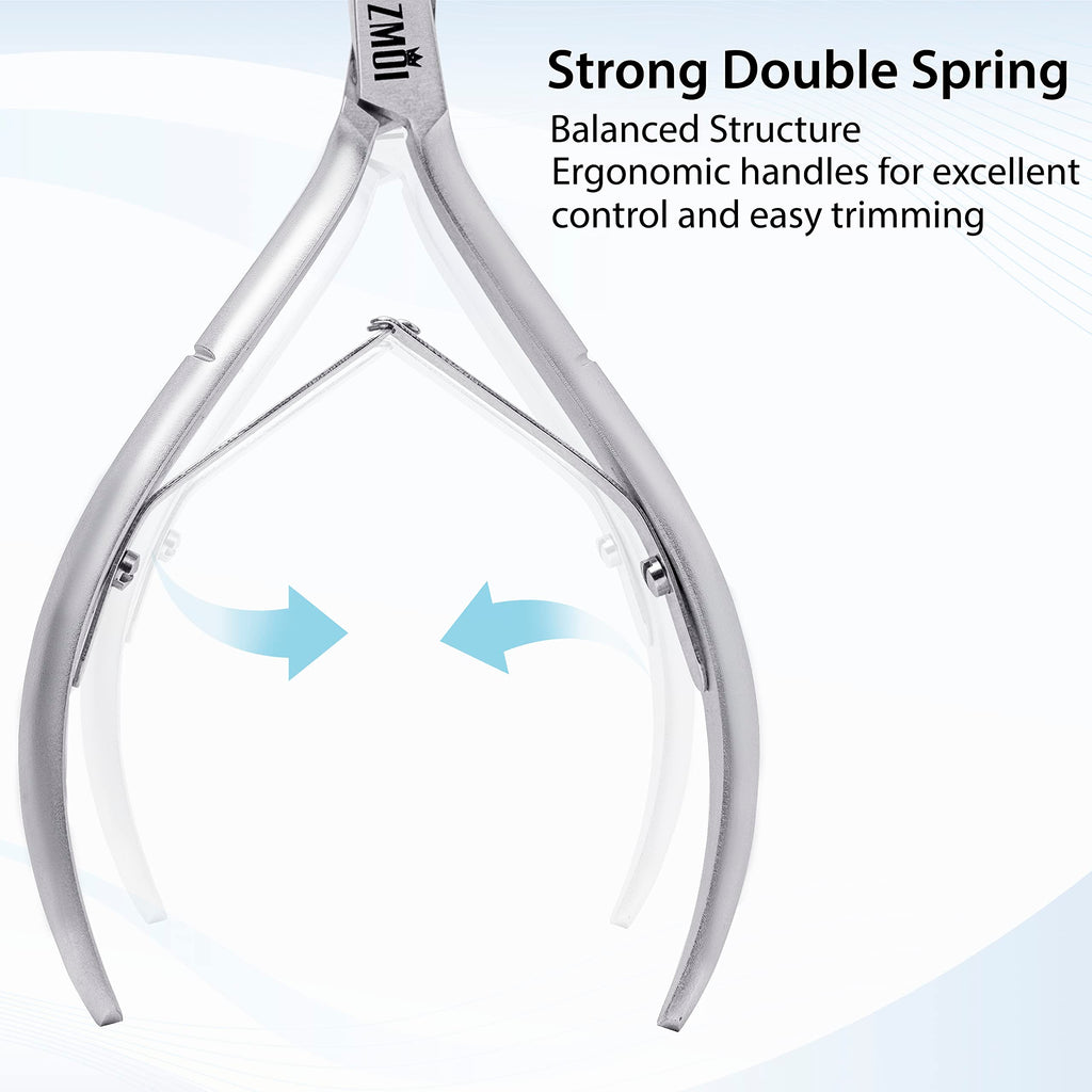 ZMOI Cuticle Nippers – Professional Cuticle trimmer – Premium Stainless Steel Cuticle Remover Tool – Cuticle Cutter for Cuticle Trimming and Hangnails (Double Spring - Haft Jaw 5mm)