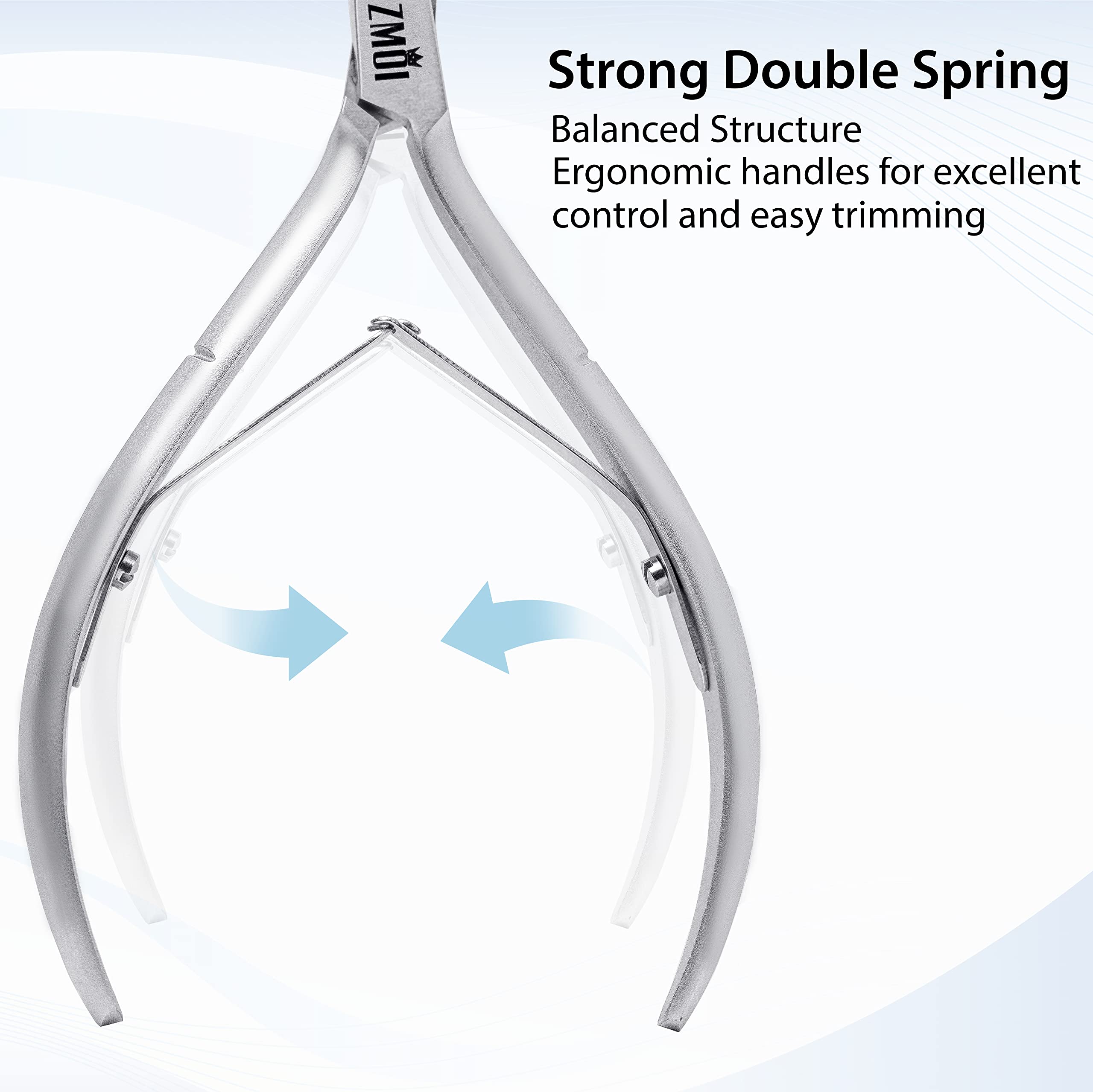 ZMOI Cuticle Nippers – Professional Cuticle trimmer – Premium Stainless Steel Cuticle Remover Tool – Cuticle Cutter for Cuticle Trimming and Hangnails (Double Spring - Haft Jaw 5mm)
