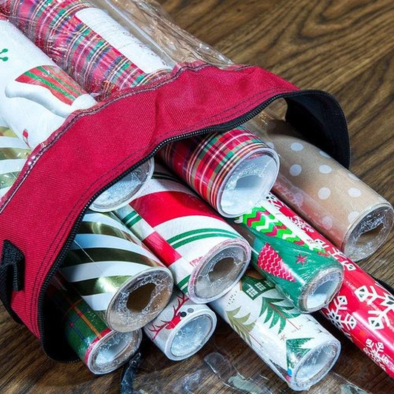 Gift Wrapping Paper Storage Containers - Holds 12 Rolls (40-Inch) | Clear Window for Easy Access