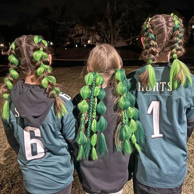 Green+Light Green Pre stretched Braiding Hair 2 Packs Pre feathered Braid Hair Extensions 30 Inches Hair Braids