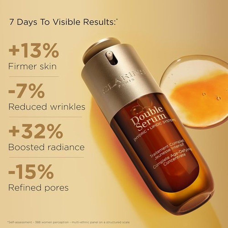 Clarins Double Serum - Anti-Aging Face Serum for Firmness, Smoothness & Radiance | 24H Hydration | All Skin Types