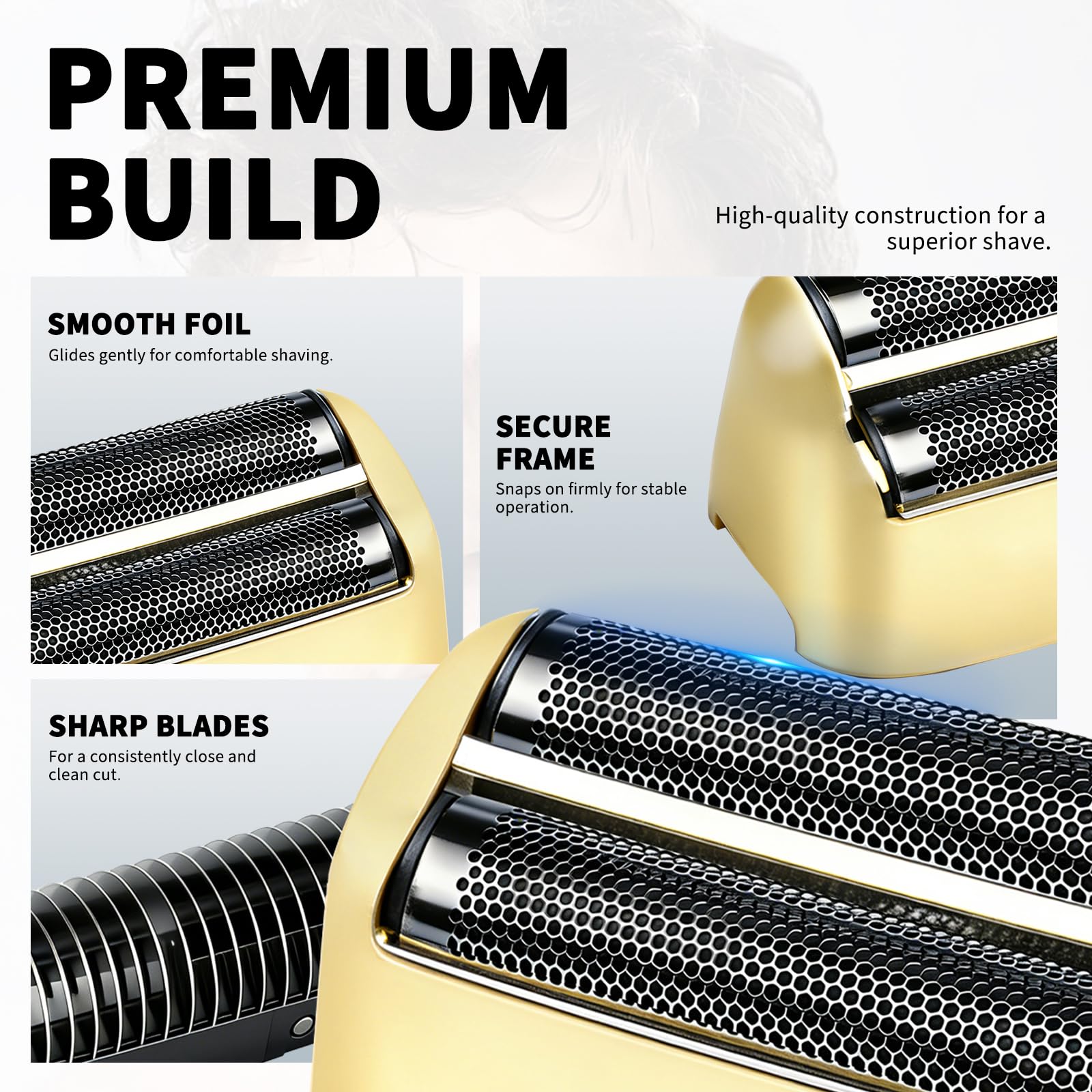 Shaver Replacement Foil and Cutter,Compatible with BaBylissPRO UV-Disinfecting Double Replacment Foil-Gold