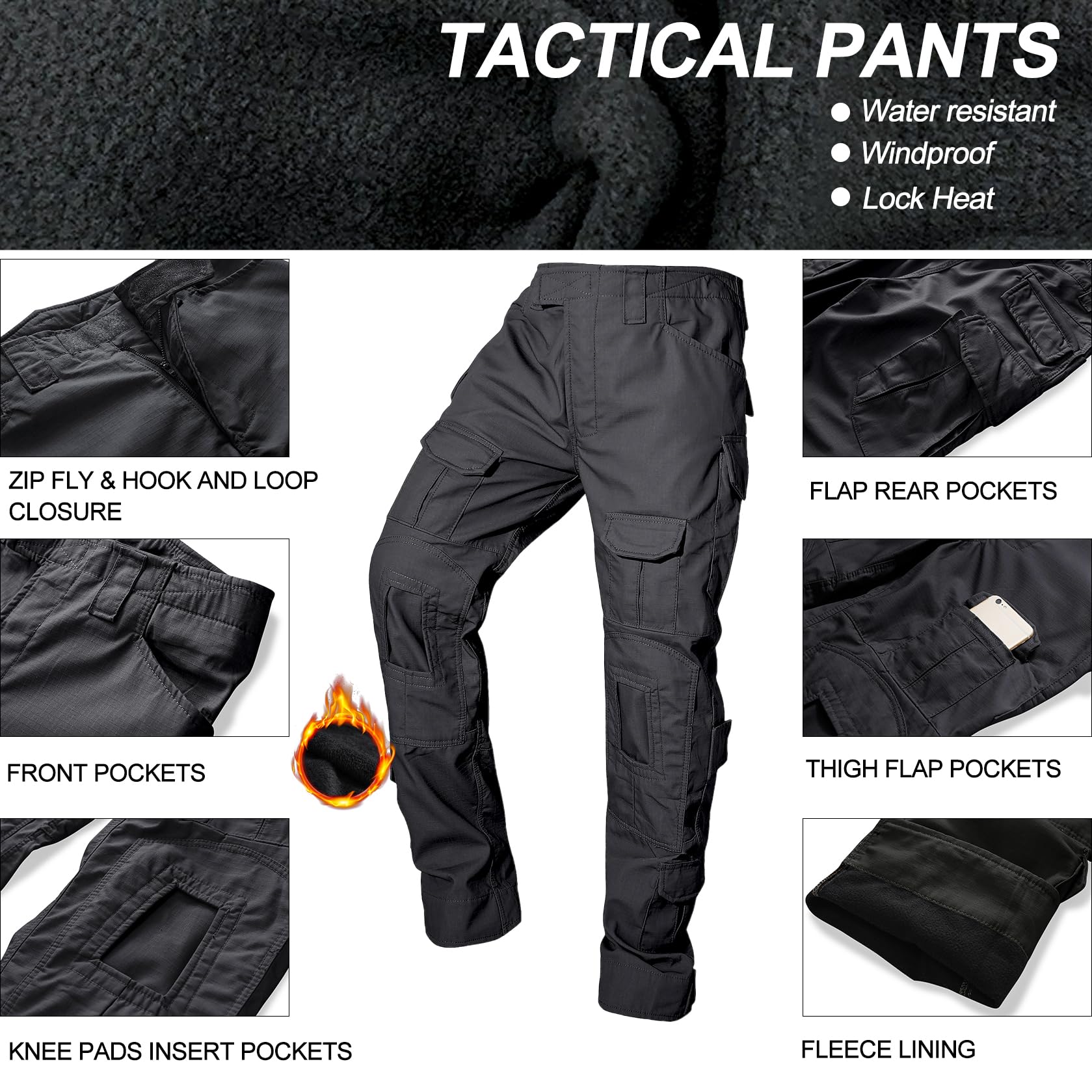 OCANXUE Men's Fleece Lined Tactical Pants