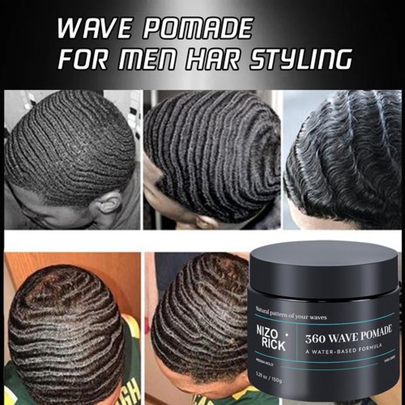 NIZORICK Men's 360 Wave Pomade 150g, Water-Based – Wave Styling Grease for Hair – Non-Greasy, Strong Hold & Layered Waves,150g/5.29oz