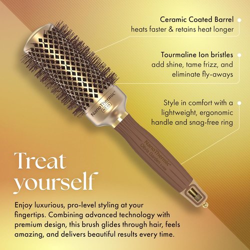 Olivia Garden NanoThermic Round Thermal Hair Brush - Professional Ceramic & Ion Design for Thick Hair