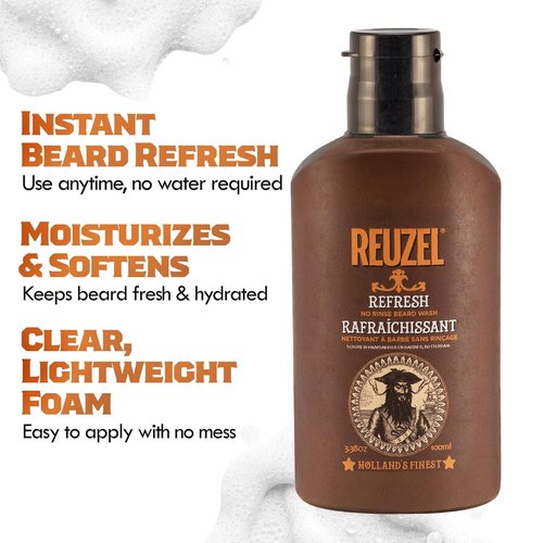 Reuzel Refresh No Rinse Beard Wash - Gentle Cleansing Formula for Men | 200 ml