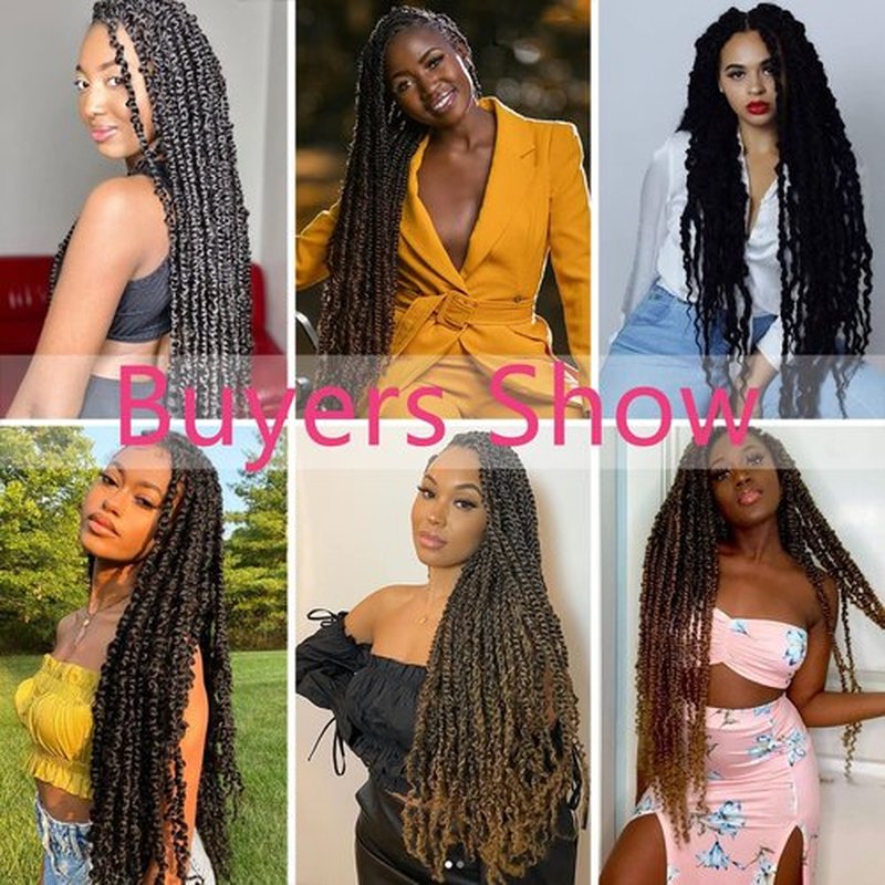 Alrence Passion Twist Hair Red 24 Inch 8 Packs Water Wave Crochet Hair Curly Braiding Hair For Butterfly Locs Long Bohe Crochet Braids (24 Inch (Pack of 8), 1B/Red)