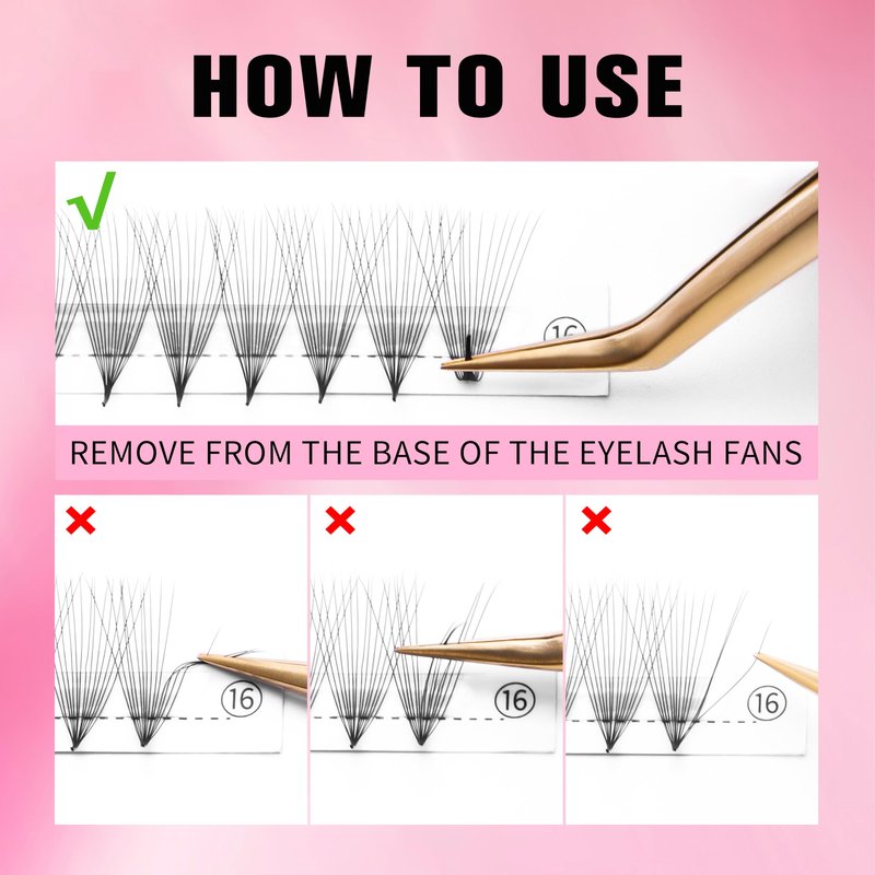 VEYES INC Premade Fans Eyelash Extensions 3D-24D C/D curl Natural & Volume Mixed Length Eyelash Tray, Professional Lash Supplies, Matte Black (8D 0.05 D 9-16mm)
