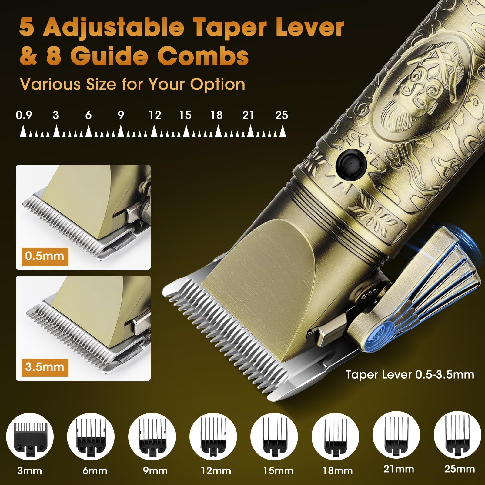 RESUXI Hair Clippers for Men with Barber Trimmer Set,Professional Haircut Clippers for Hair Cutting Grooming Kit,Cordless Beard Trimmer Hair Cutter Barber Supplies USB Rechargeable