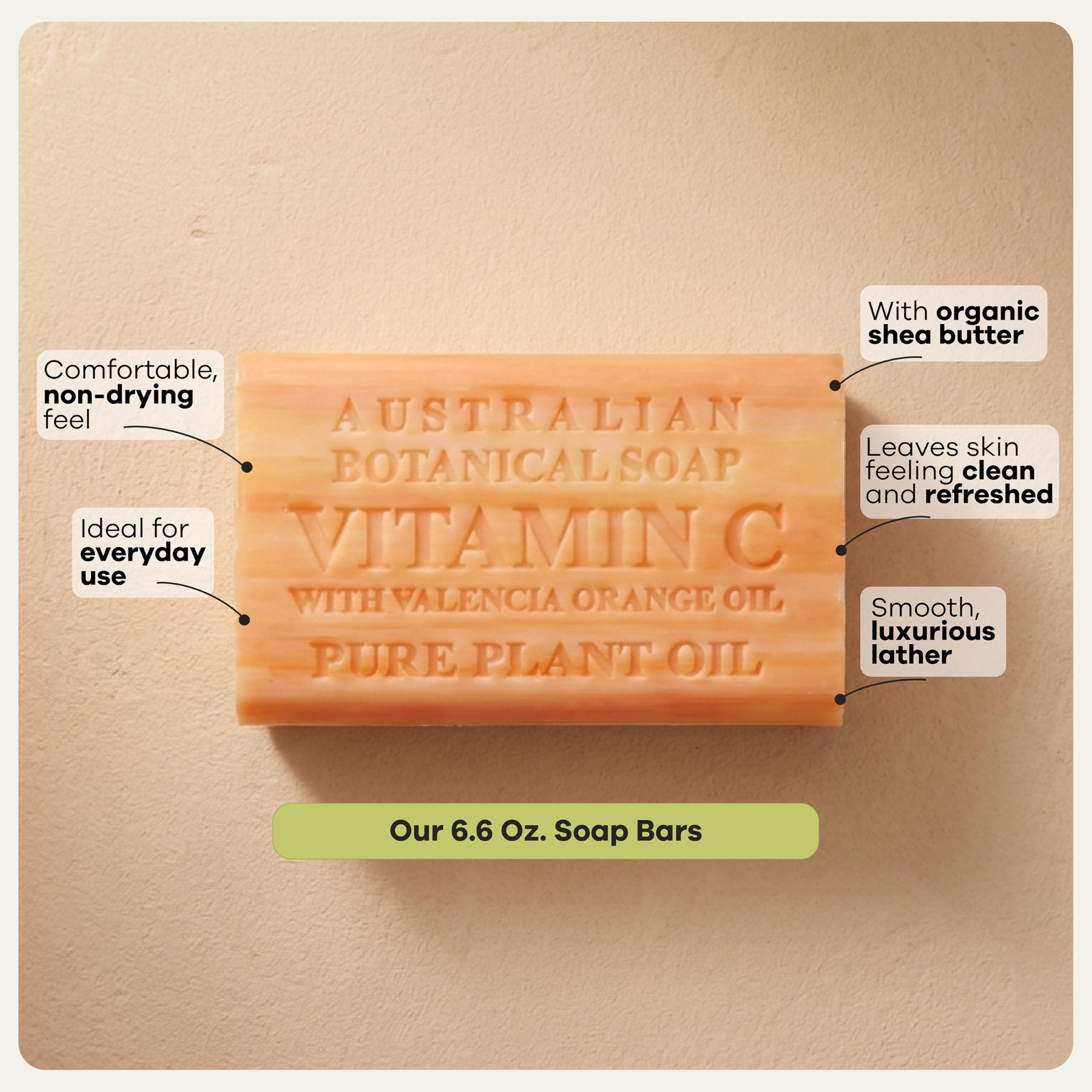 Australian Botanical Soap Vegan Friendly 4 Bar Variety Pack – Sea Salt, Lemongrass, Pink Lychee & Valencia Orange, Triple Milled 6.6 oz Bars with Shea Butter