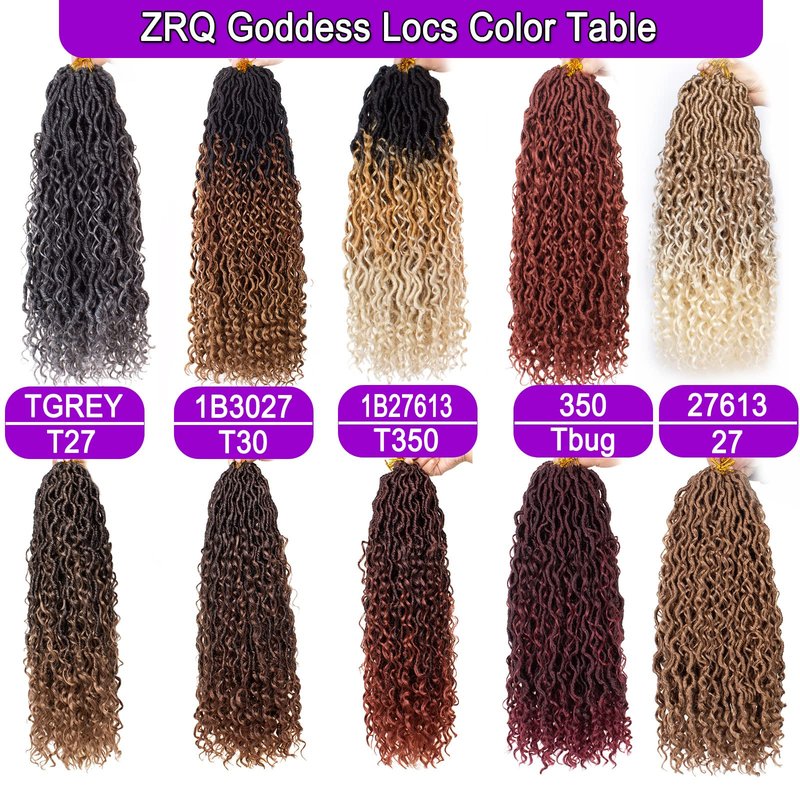 ZRQ 30 Inch Goddess Locs Crochet Hair 8Packs Boho Faux Locs Croceht Braids, Pre Looped Long Bohemian Locs Crochet Hair Ombre Hippie Locs Hair Extension T27#
