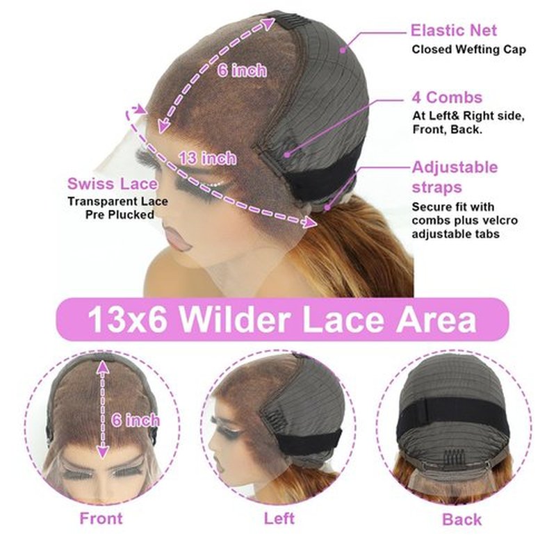 Cfaimity 13x6 Highlight Ombre Lace Front Wigs Human Hair P4/27 Honey Blonde Lace Frontal Wigs 180 Density Colored deep Curly HD Lace Front wigs Human Hair Wig Pre Plucked with Baby Hair 24Inch