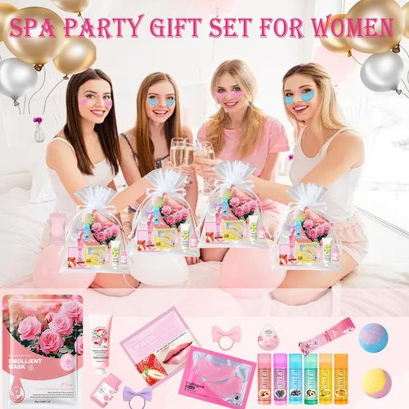 144 PCS Spa Party Supplies for Women Spa Party Favors Include Face and Lip Masks,Hand Cream,Under Eye Patches,Foot Bath Bombs and Hairband,Bulk Birthday Sleepover Party Supplies for Women