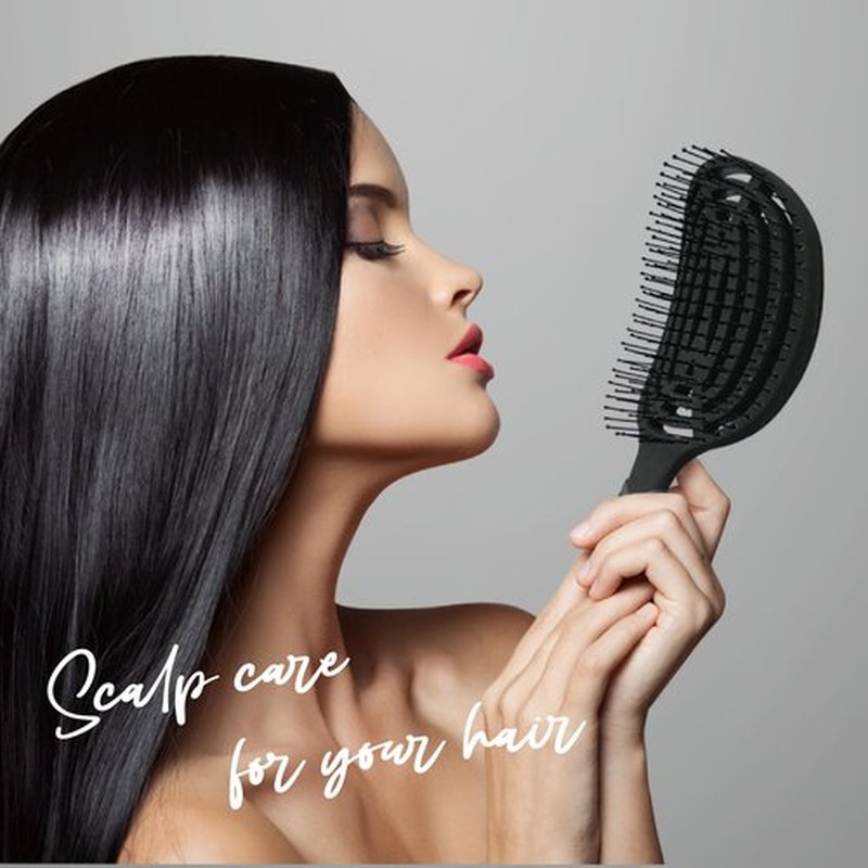 NuWay 4HAIR® DoubleC PRO® U.S. Patented Double Curved Detangling Brush is Hair Dryer Safe (Iron Black)