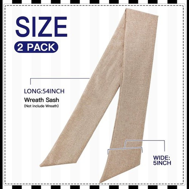 Skiennix 2 Pack Burlap Wreath Sash - Blank for Monogram Embroidery | 5'' L x 54'' W, Brown