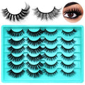 LoveOurHome 12 Pairs Faux Mink Lashes Wispy Lashes 8D Volume False Eyelashes Flully Eye Lash Extesnion Curly Cat Eye Fake Lashes 2 Style Pack Natural Look Fake Eyelash with Tweezers for Women Girls