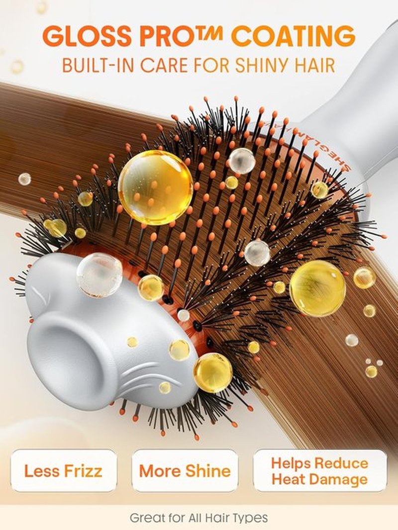 SHEGLAM 4-in-1 Hot Air Brush - 24K Shine Hair Oil for Smooth, Shiny Hair