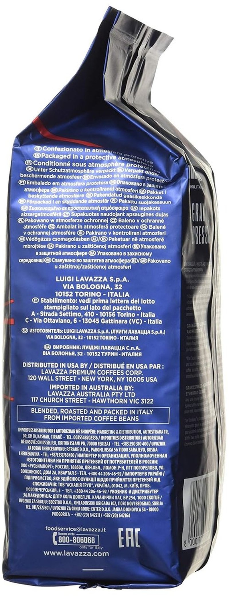 Lavazza Grand Espresso Whole Bean Coffee - Medium Roast, 2.2 lbs (Pack of 2)