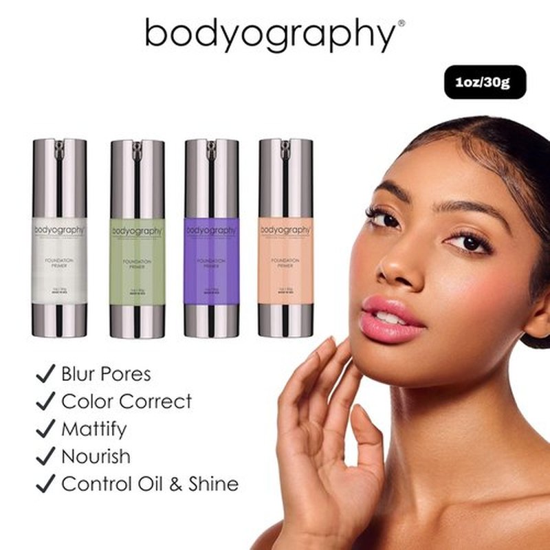 BODYOGRAPHY Foundation Primer - Flawless Anti-Aging Makeup with Vitamin E & Jojoba Oil | Gluten-Free, 1 oz.