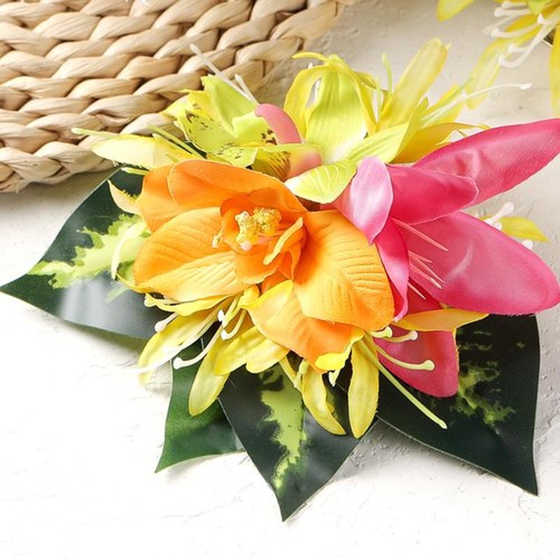 Hawaiian Flower Hair Clips for Women - 2 PCS Artificial Tropical Orchid Hairpin Hawaii Floral Hair Accessories for Women Girls Leis Luau Party Costume Beach Pool Vacation Headwear Decorations