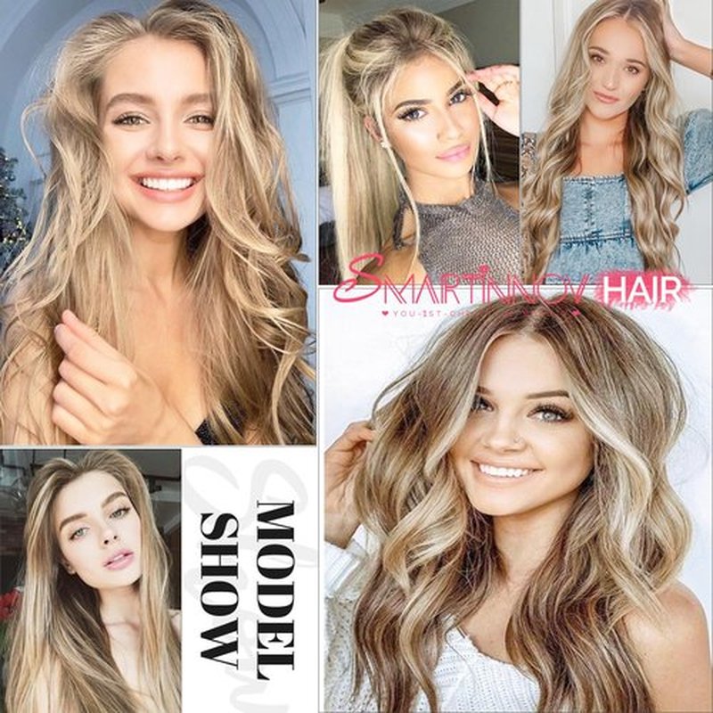Ombre Blonde Lace Front Wigs Brown Balayge Human Hair 18 Inch 13x4 Lace Front Wigs for Women Pre Plucked with Baby Hair Glueless 150% Density Chestnut Brown with Ash Blonde Highlight Virgin Hair Wigs