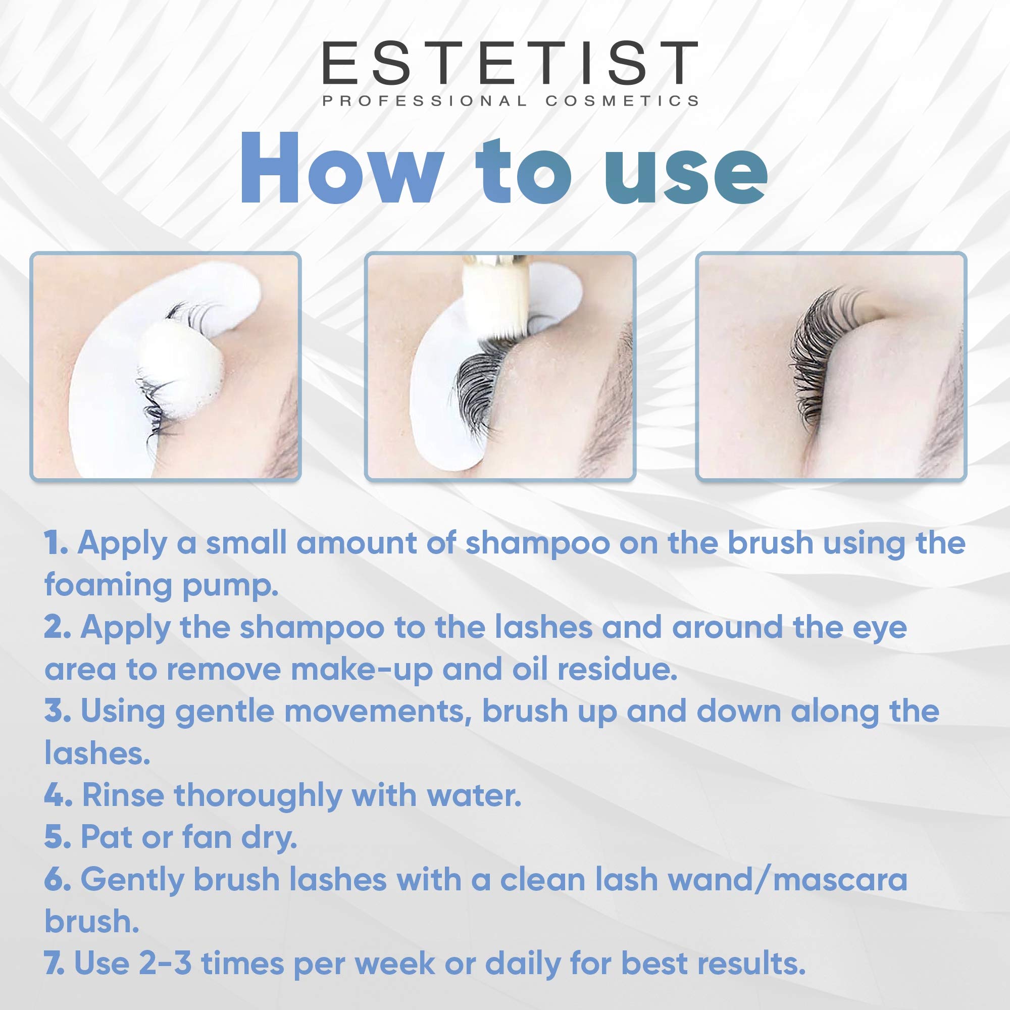 ESTETIST Eyelash Extension Shampoo & Brush Kit, Lash Wash & Foaming Cleanser for Extensions, Gentle Lash Cleaning Kit for Home or Salon Use, Oil-Free, Suitable for Sensitive Eyes