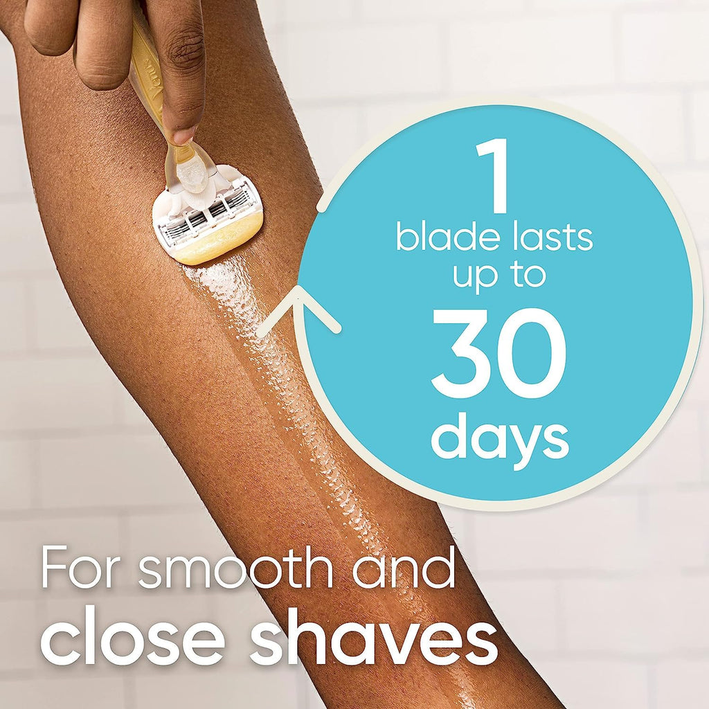 Gillette Venus Comfortglide with Olay Coconut Womens Razor Handle + Blade Refills, Silver, 2 Count (Pack of 2)