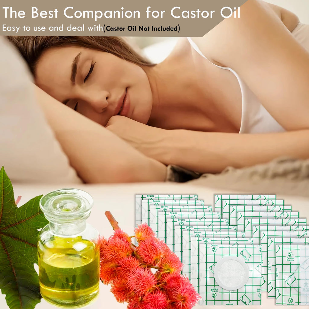 54Pack Castor Oil Belly Button Patches – 3.2"x3.2" Ultra-Thin Waterproof No-Wash Anti-Leak Castor Oil Pack Wrap, Skin-Friendly PU Film Patches for Belly Button Care & Wellness (Oil Not Included)