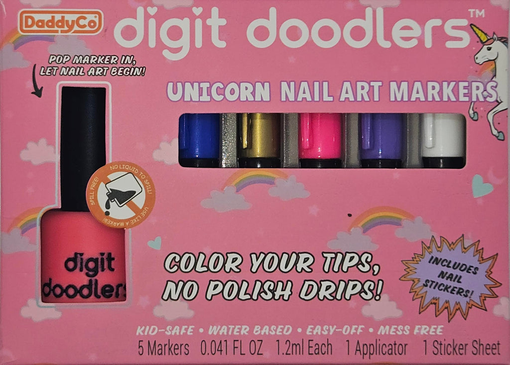 Unicorn Kids Non-Toxic Nail Art Markers With Nail Polish Bottle Applicator And Stickers DaddyCo Is A US Veteran Owned Company