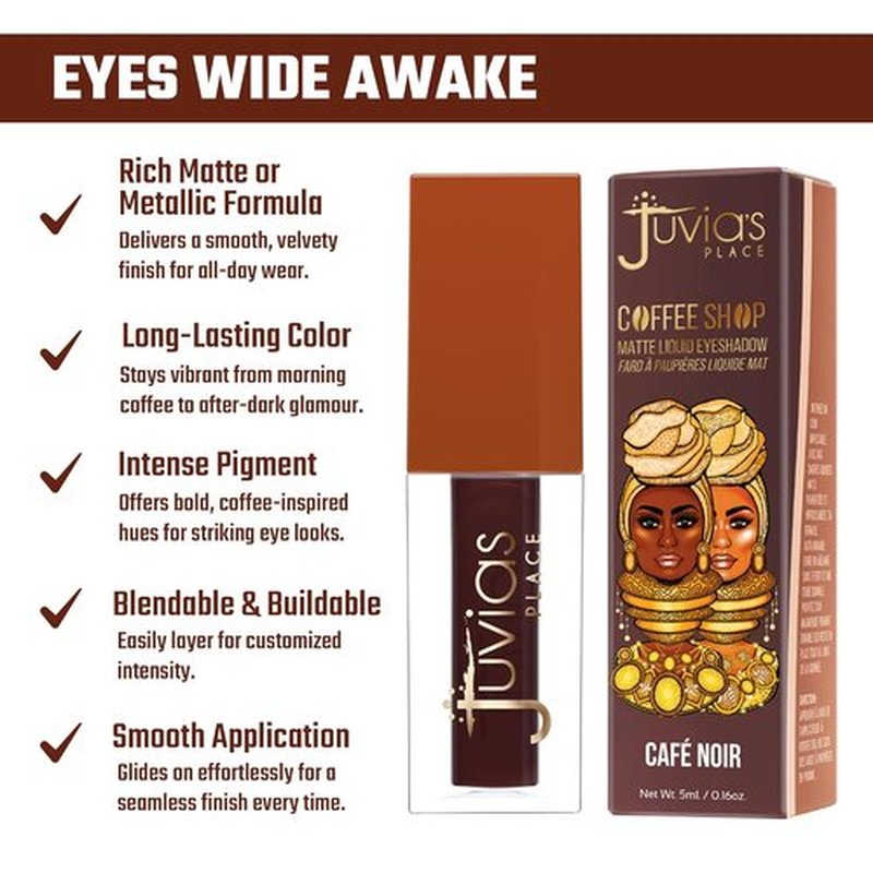 Juvia's Place Liquid Eyeshadow - Cafe Noir Matte Finish for Rich Color | Waterproof & Buildable, 0.08 fl oz