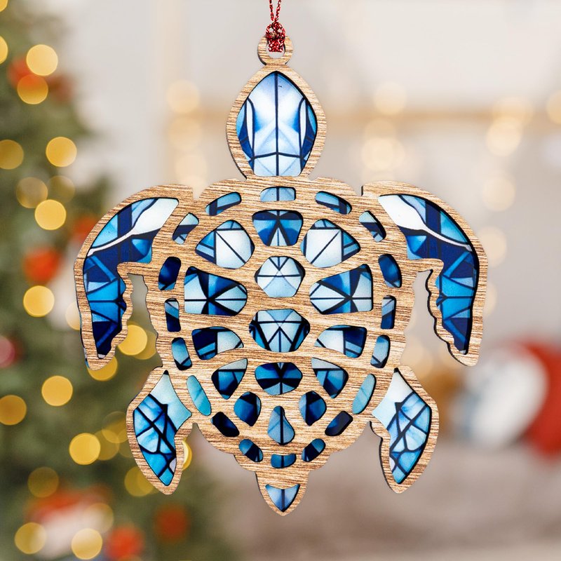 Sea Turtle Gifts for Women, Sea Turtle Christmas Ornaments Decoration, Suncatcher Ornament with Story Card, Beach Ornaments for Tree, Sea Lover Gift, Birthday Gift for Mom