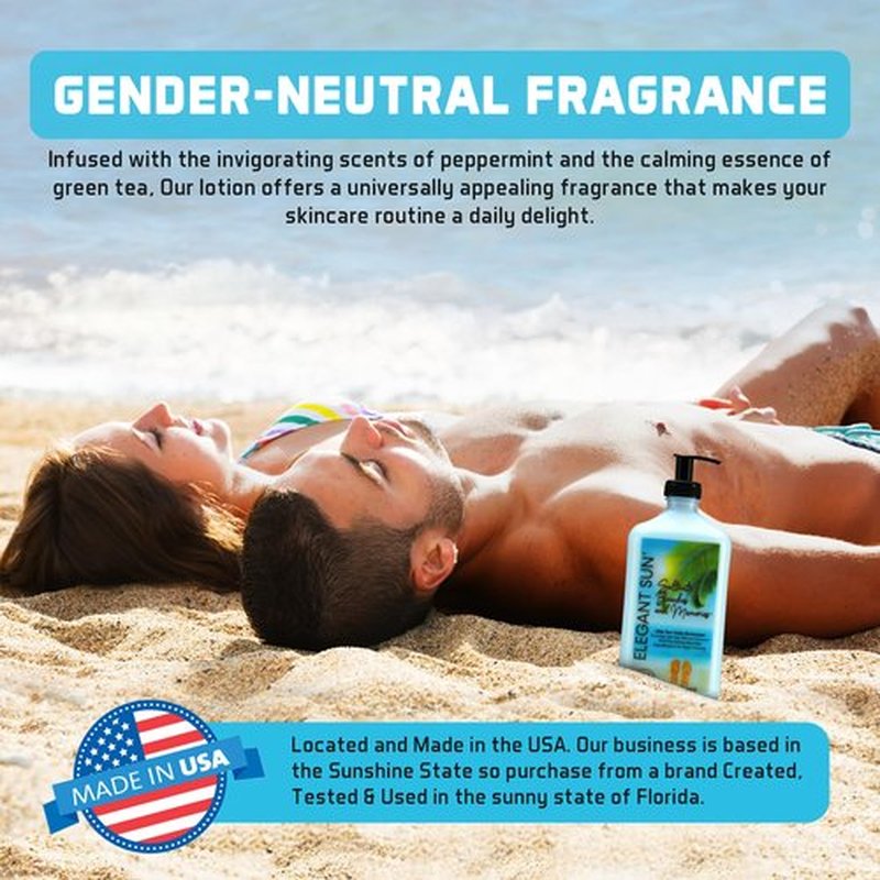 Saltwater Beaches Tan Extender, After Sun Lotion or Tanning Bed Moisturizer, Aloe Vera Base, Hypoallergenic, Sensitive Skin Care Lotion for Men or Women, Unisex Fresh Scent, Elegant Sun
