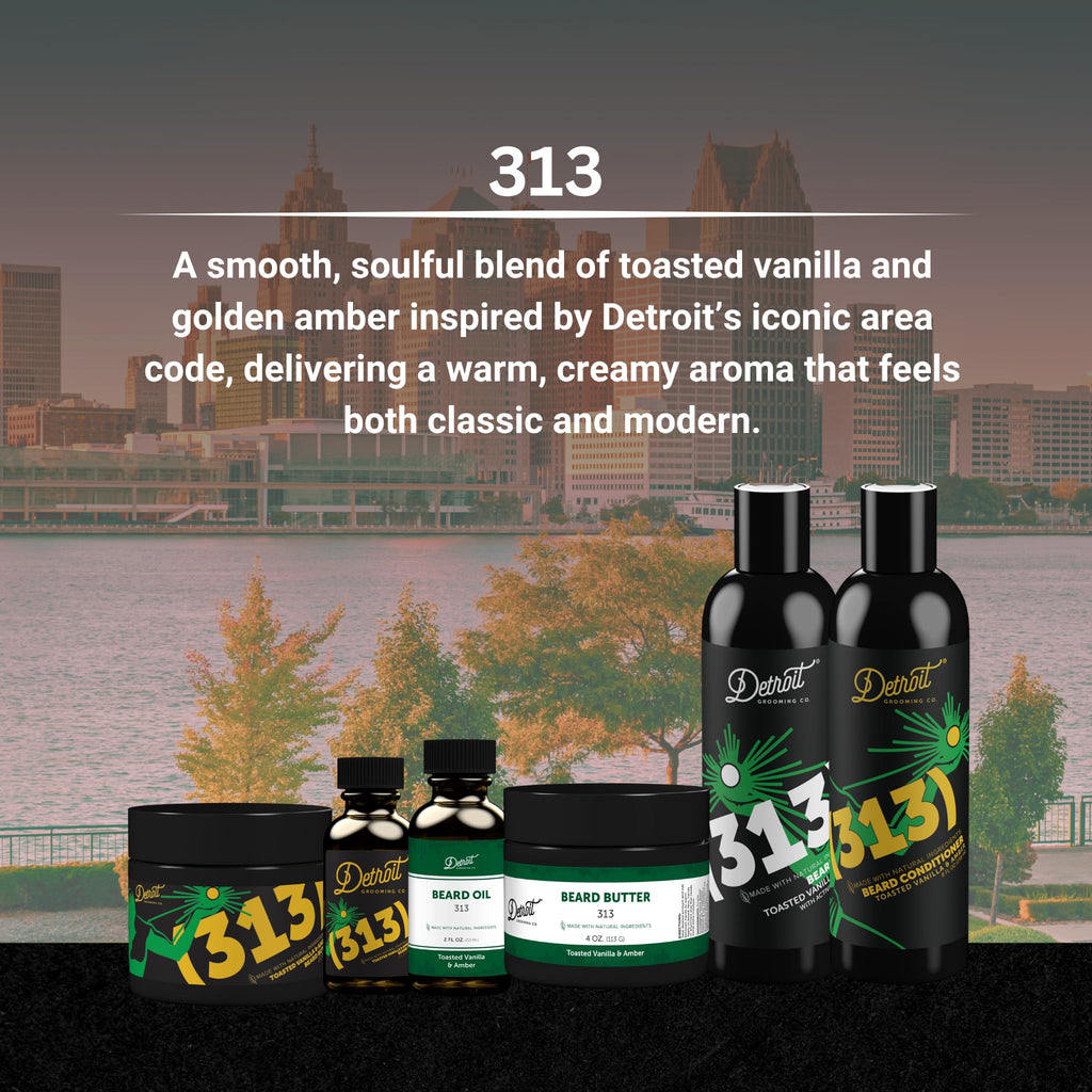 Detroit Grooming Co. Beard Butter for Men - Premium Leave-In Conditioner & Softener with Safflower Oil & Shea Butter - Hydrating Beard Moisturizer for Growth & Thickness - Iconic 313, 4oz