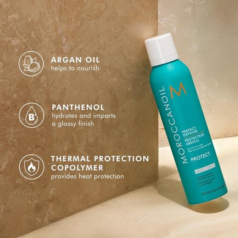 Moroccanoil Heat Protectant Spray - Perfect Defense Full & Travel Size Bundle for Hair Protection