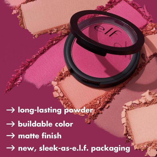 e.l.f. Primer-Infused Matte Blush, Long-Lasting, Lightweight & Buildable Powder Blush, Delivers A Matte Finish, Vegan & Cruelty-Free, Always Crushing