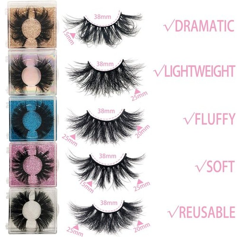 25MM Mink Eyelashes Wholesale Ninglash 10 Pack False Eyelashes, Christmas Gifts for Women Dramatic Real Mink EyeLashes, Thick HandMade Full Strip Lashes, Crueltyl Free Fluffy Lash, 3D Mink Lashes Bulk