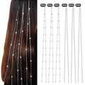 hoyuwak 6Pcs Hair Jewelry for Braids Rhinestone Hair Chains Clip In Bling Tassel Hair Charms Accessories for Women Girls Festival Rave, Silver