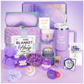 Birthday Gift for Women, Self Care Get Well Soon Gifts, Lavender Relaxing Spa Basket Care Package w/ Flannel Blanket 40 oz Tumbler, Unique Teacher Mother's Day Gifts for Mom Her Friend Sister Wife