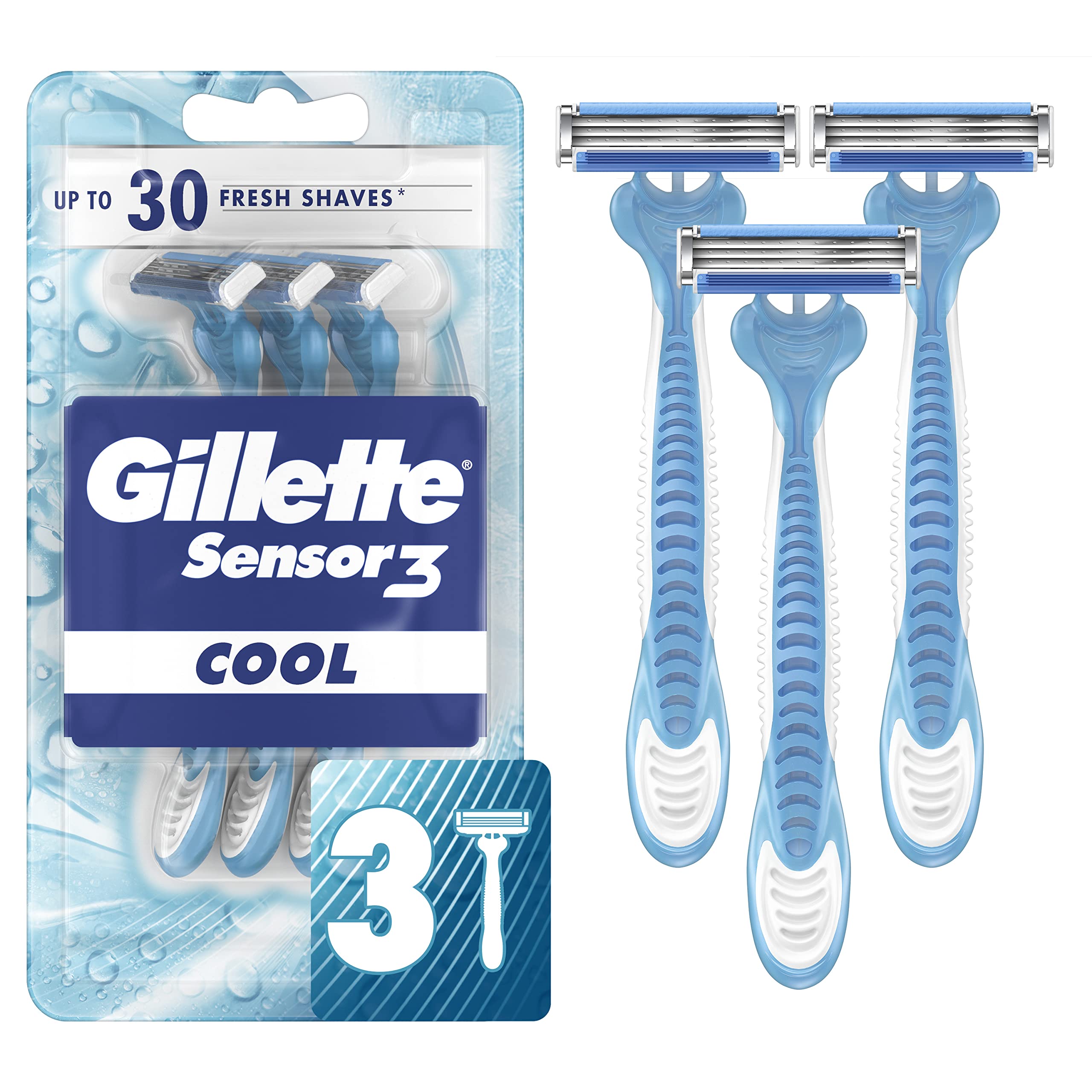 Gillette Sensor3 Cool Men's Disposable Razor, 36 Count (Pack of 12)