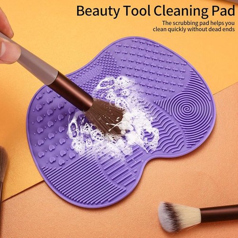 Skiennix Silicone Makeup Brush Cleaning Mat - Portable Suction Cup Cleaner for Brushes | 2 Pcs Set