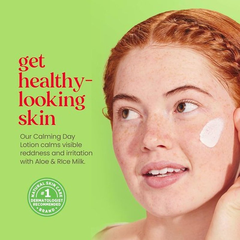 Burt's Bees Calming Day Face Lotion - Soothing Aloe & Rice Milk Formula for Sensitive Skin | 1.8 oz Bottle