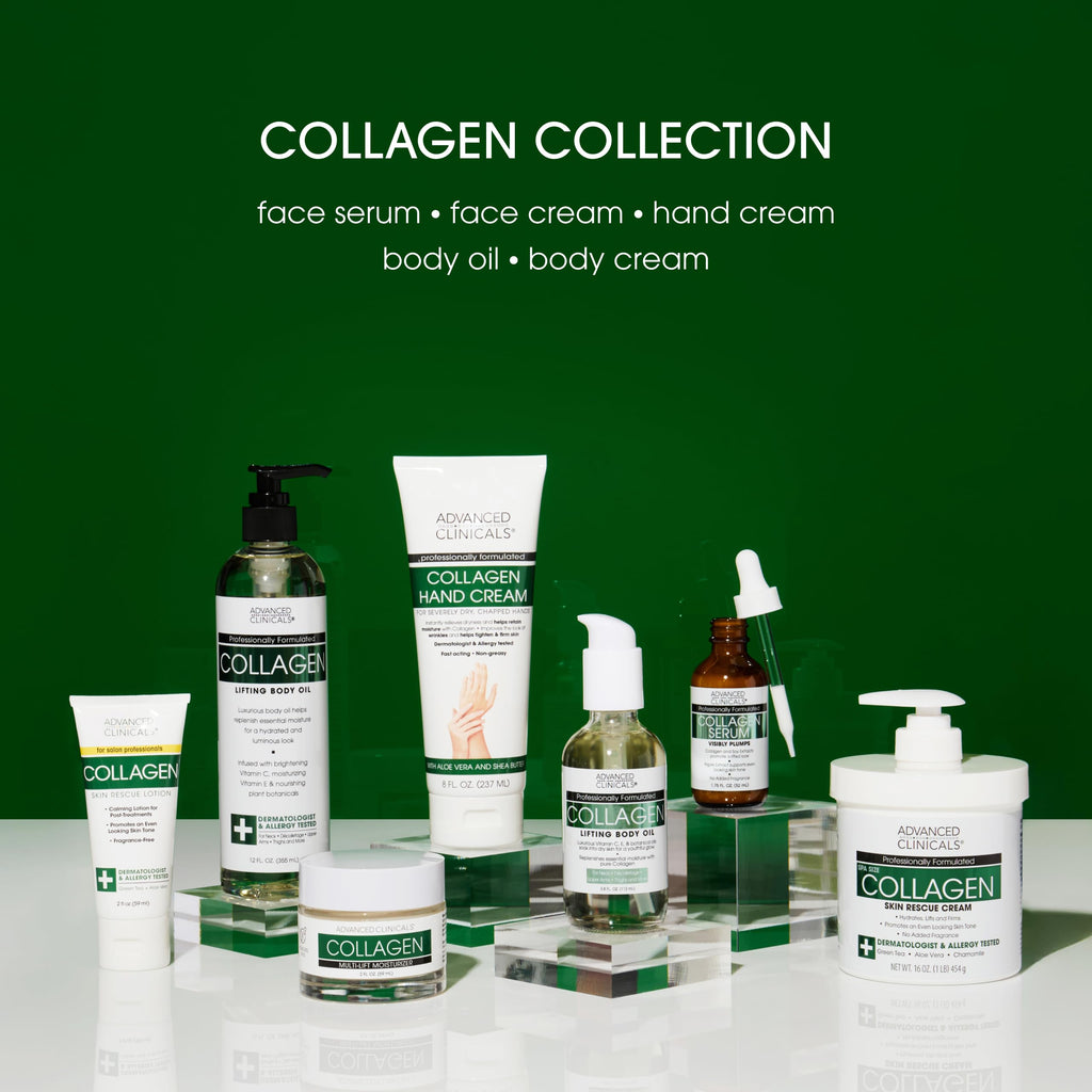 Advanced Clinicals Collagen Cream Body & Face Moisturizer | Dry Skin Rescue Collagen Lotion | Skin Tightening Cream | Firming + Tightening Lotion | Body Skin Care Products, 16 Ounce