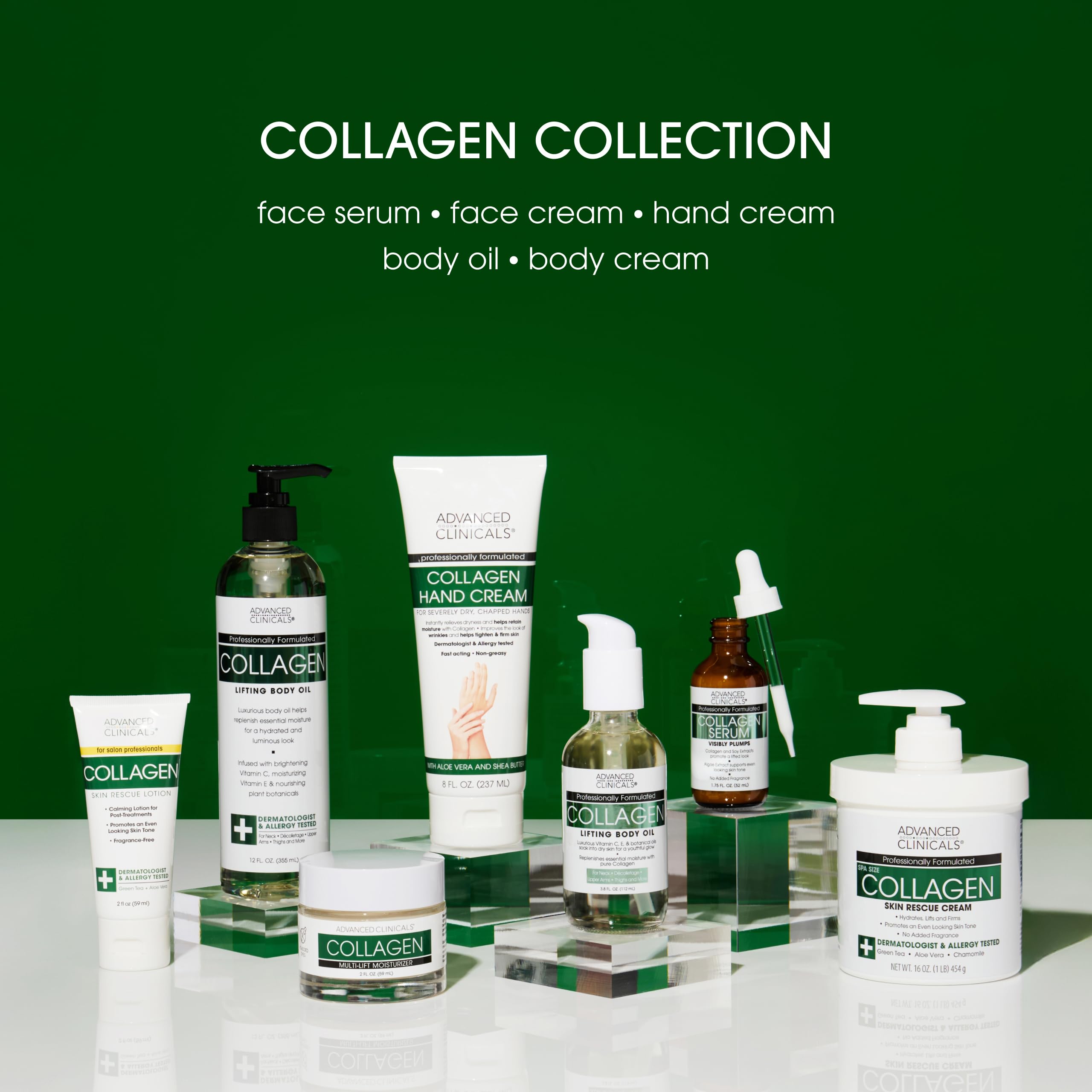 Advanced Clinicals Collagen Cream Body & Face Moisturizer | Dry Skin Rescue Collagen Lotion | Skin Tightening Cream | Firming + Tightening Lotion | Body Skin Care Products, 16 Ounce