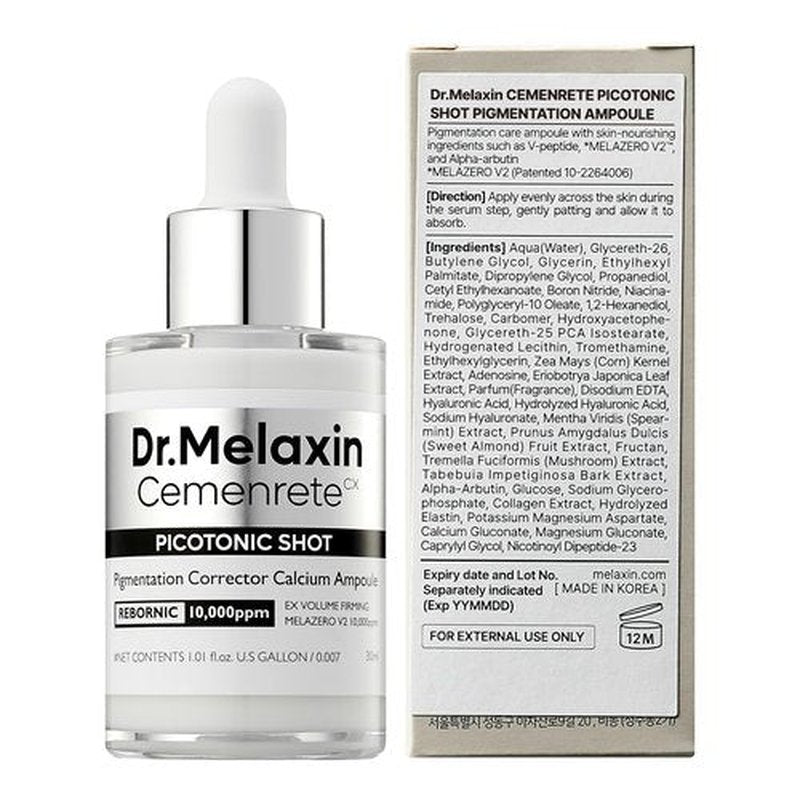 Dr.Melaxin Cemenrete Picotonic Shot Calcium Serum for Firming Density collagen serum Even Skin Tone & Skin Clarity Anti-aging Dark spot care 1.01 fl.oz.