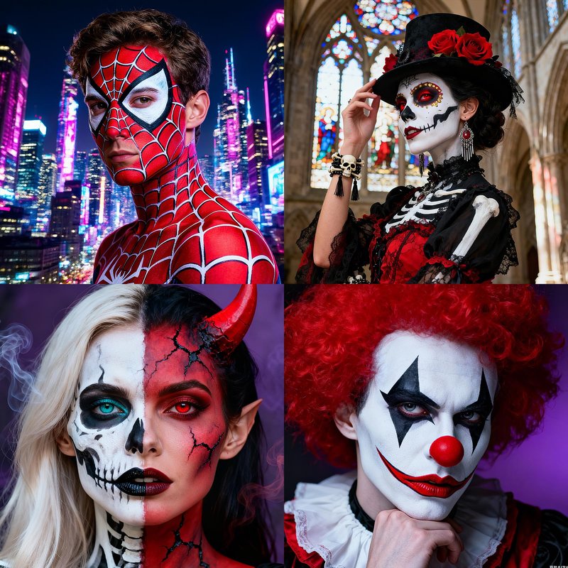 YBUETE Halloween Black White Red Face Paint Face Painting Kit For Spider-Man Demon Joker Makeup, Baseball Softball Sport Games, Cosplay, Costume, Theme Parties and SFX Special Effect