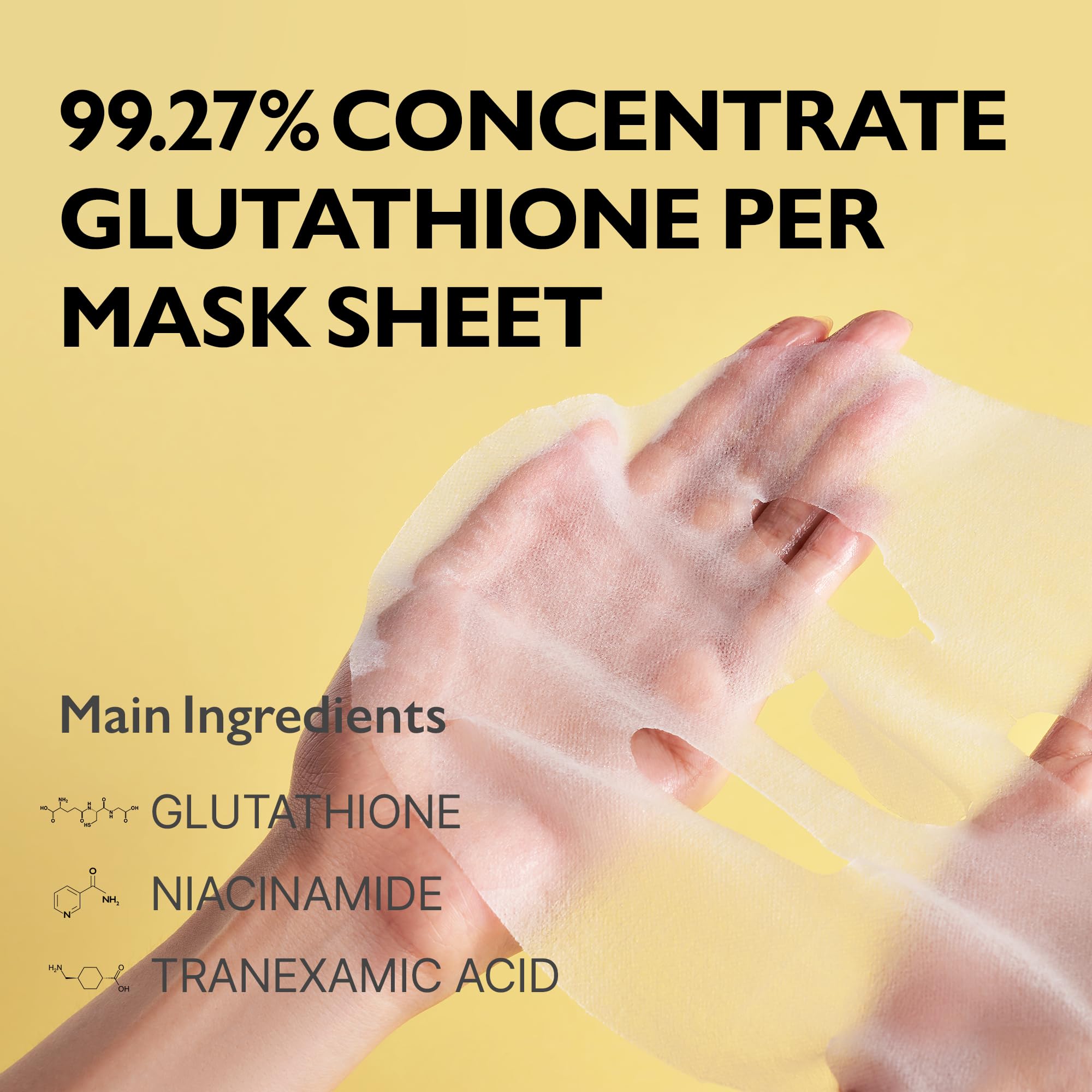 Genabelle Glutathione Ampoule Mask - Lightweight, Intensive Exfoliating, Firming, Hydrating, Moisturizing Mask Sheet 5pcs