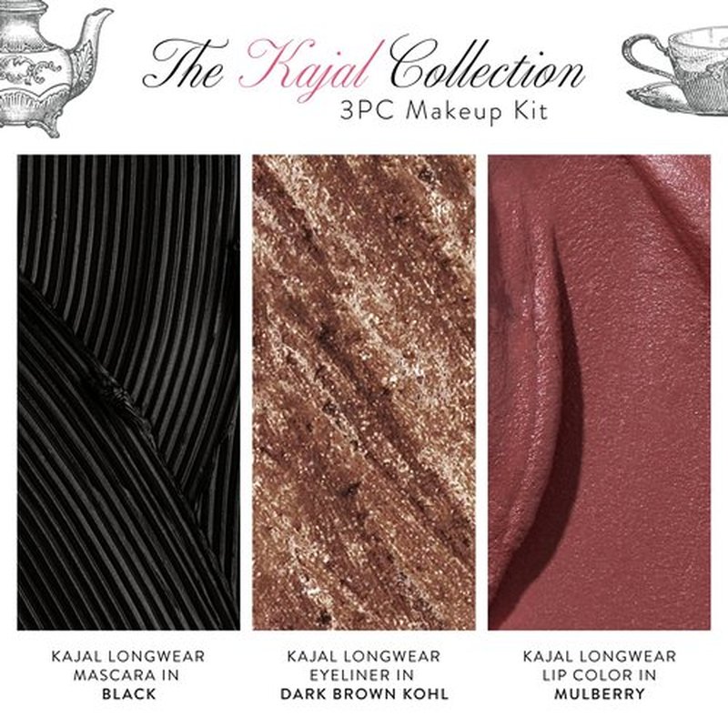 LAURA GELLER NEW YORK The Kajal Collection 3PC Makeup Kit - Kohl Eyeliner Crayon, Mascara & Matte Lip Color - Limited Edition Eye & Lip Makeup Gift Set - Perfect for Mother's Day, Birthday, Gifting